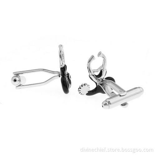 Make Custom High Quality Black Paint Medical Stethoscope Cufflinks